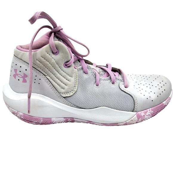 Under Armour UA Jet 21 GS Halo Gray Pacific Purple Camo Sneakers Shoes 7Y = 8.5W - Picture 16 of 16